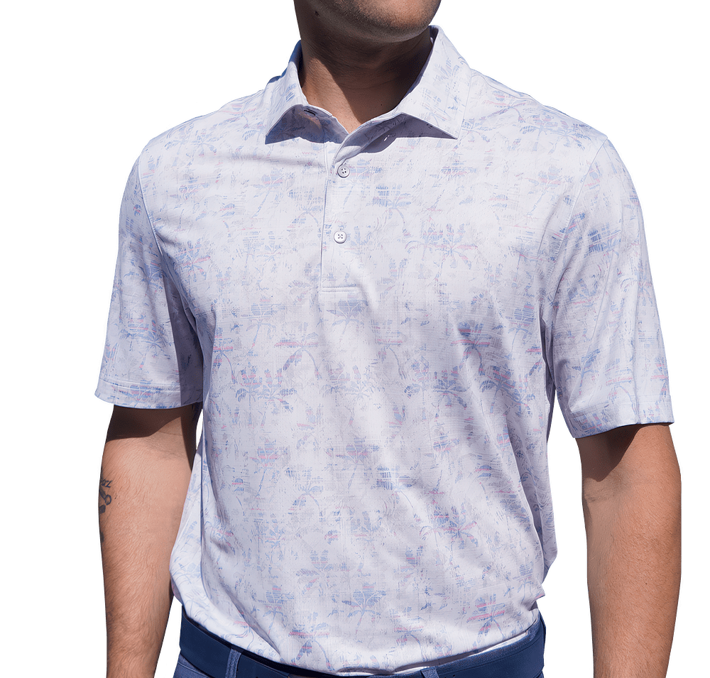 Greg Norman Crosshatch Palm UPF 50 Performance Polo - Printed-default