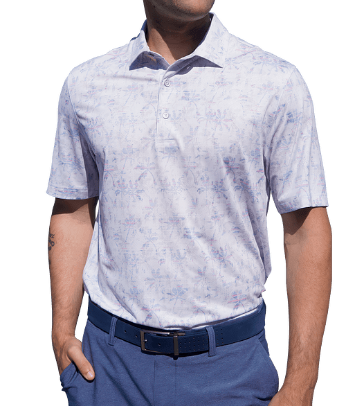 Custom Greg Norman Crosshatch Palm UPF 50 Performance Polo