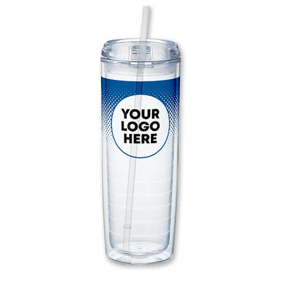 Gradient 24 oz. Mega Vortex Acrylic Tumbler with Straw in Clear / Blue
