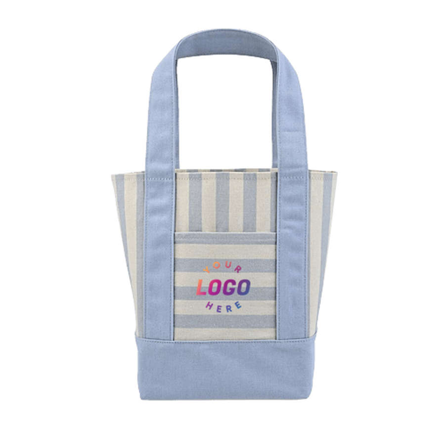 Mini Striped Cotton Canvas Tote Bag in Blue Stripe