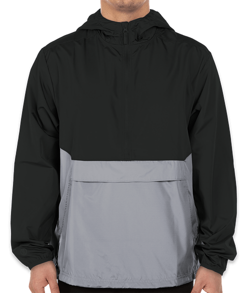 Holloway Packable Hooded Half Zip Pullover in Black / Athletic Grey