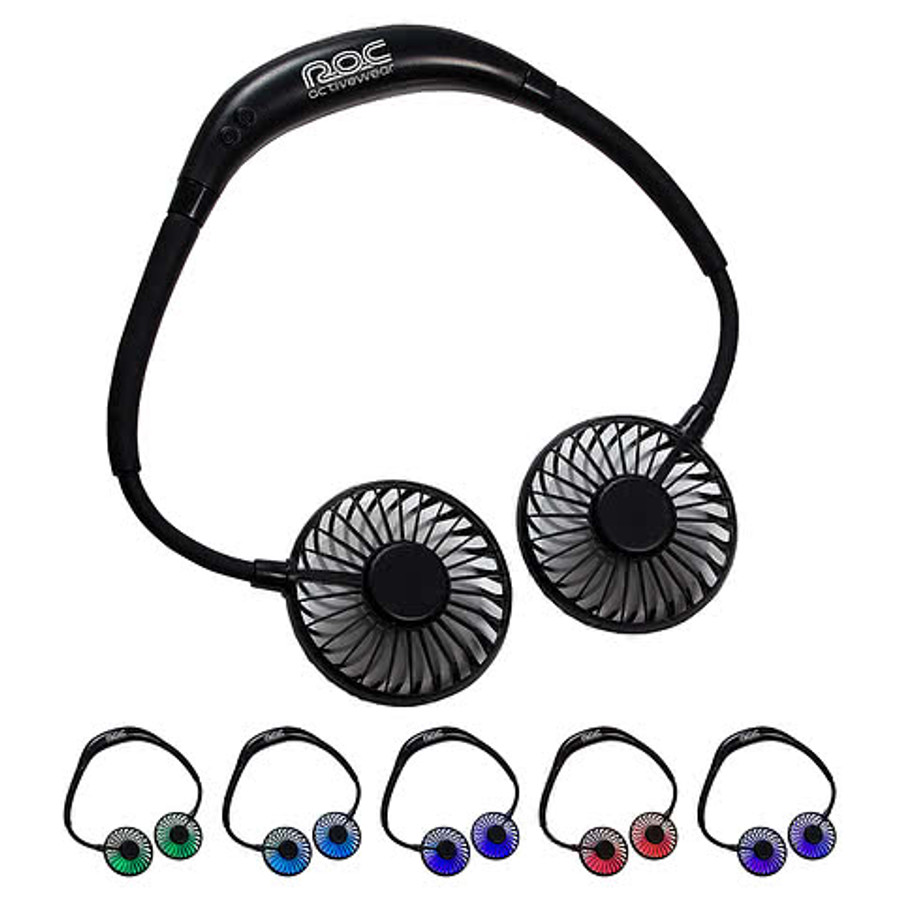 Dual Breeze Neck Fan with Mood Light in Black