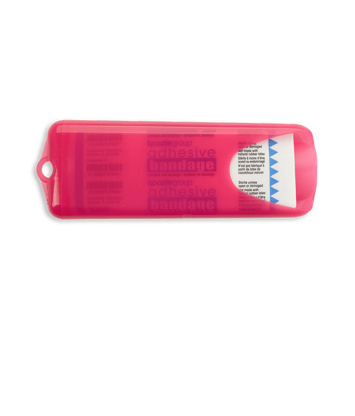 Full Color Nuvo Bandage Dispenser with Clear Bandages in Translucent Pink