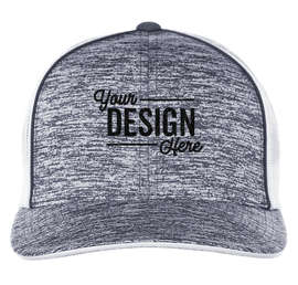 Pacific Headwear Aggressive Heather Trucker Hat - Color: Navy Heather / White / Navy Heather