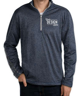 Adidas Brushed Terry Heather Quarter Zip Pullover - Color: Navy Heather / Mid Grey