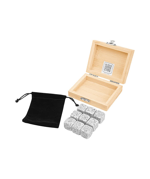 Whiskey Stone Ice Cubes in FSC Bamboo Box