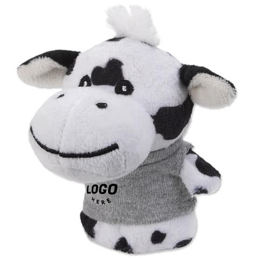 4" Shorty Cow Plush Animal in Gray