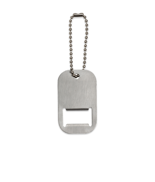 Dog Tag Bottle Opener Keychain in Silver