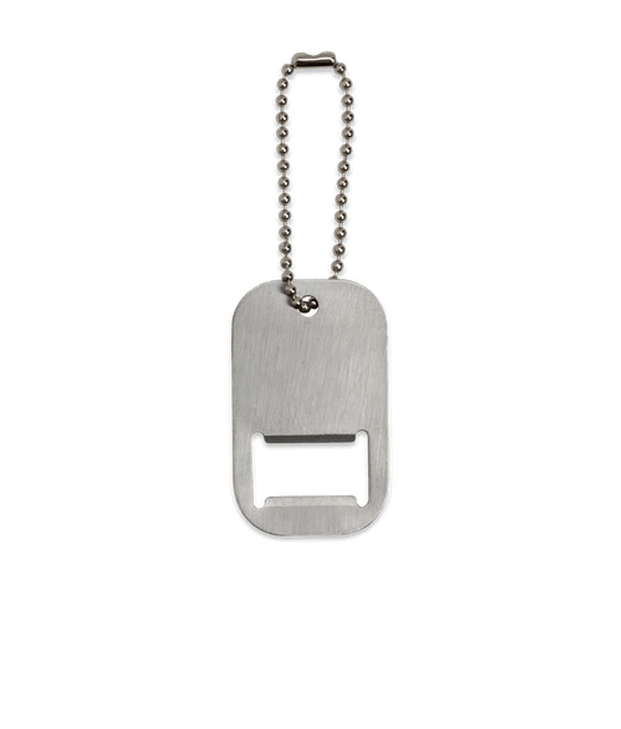 Dog Tag Bottle Opener Keychain in Silver
