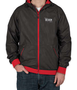 Sport-Tek Embossed Full Zip Hooded Jacket - Color: Black / True Red