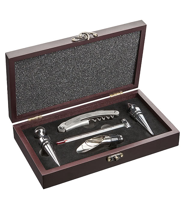 Laser Engraved Bodega 5 Piece Wine Accessory Set