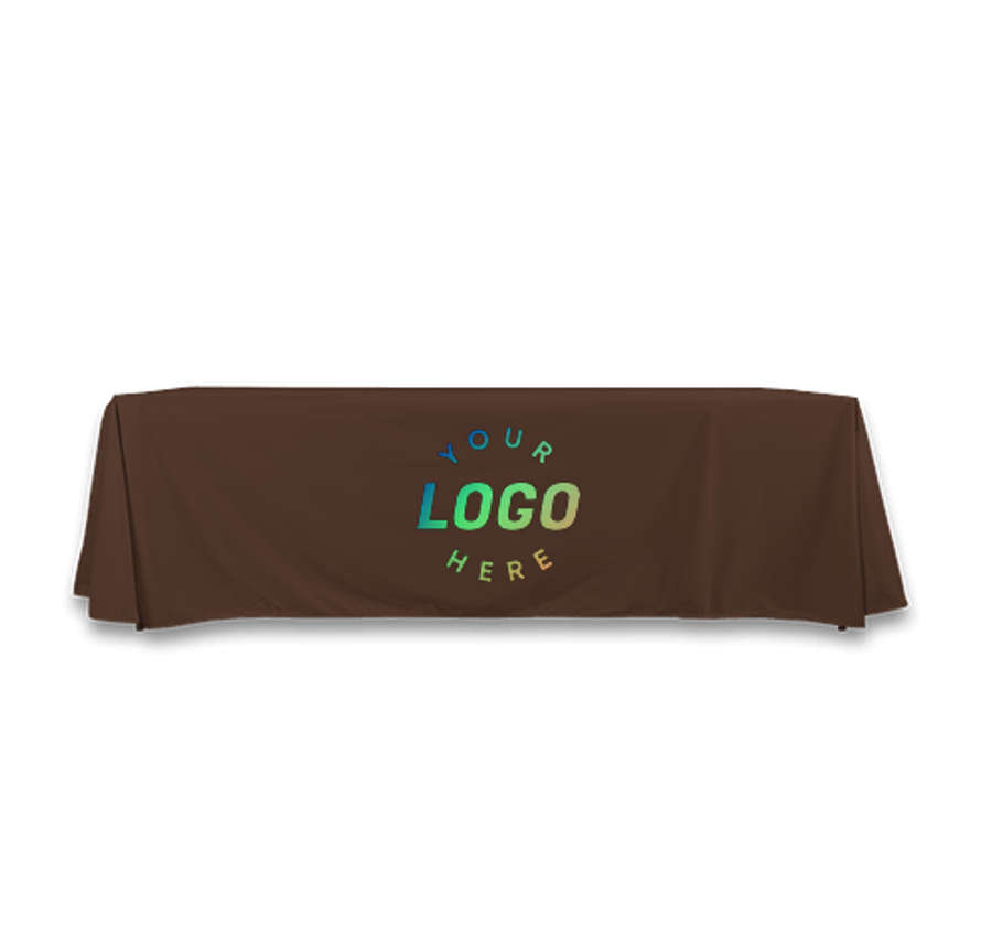 Full Color 8' Promotional Open-Back Throw Tablecloth in Brown