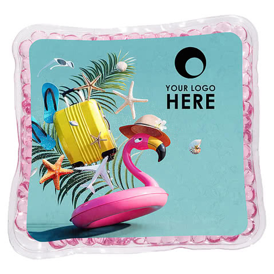 Full Color Pink Flamingo Square Aqua Pearls Hot/Cold Pack in Pink