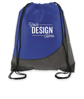 Promotional Non-Woven Colorblock Drawstring Bag - Color: Blue