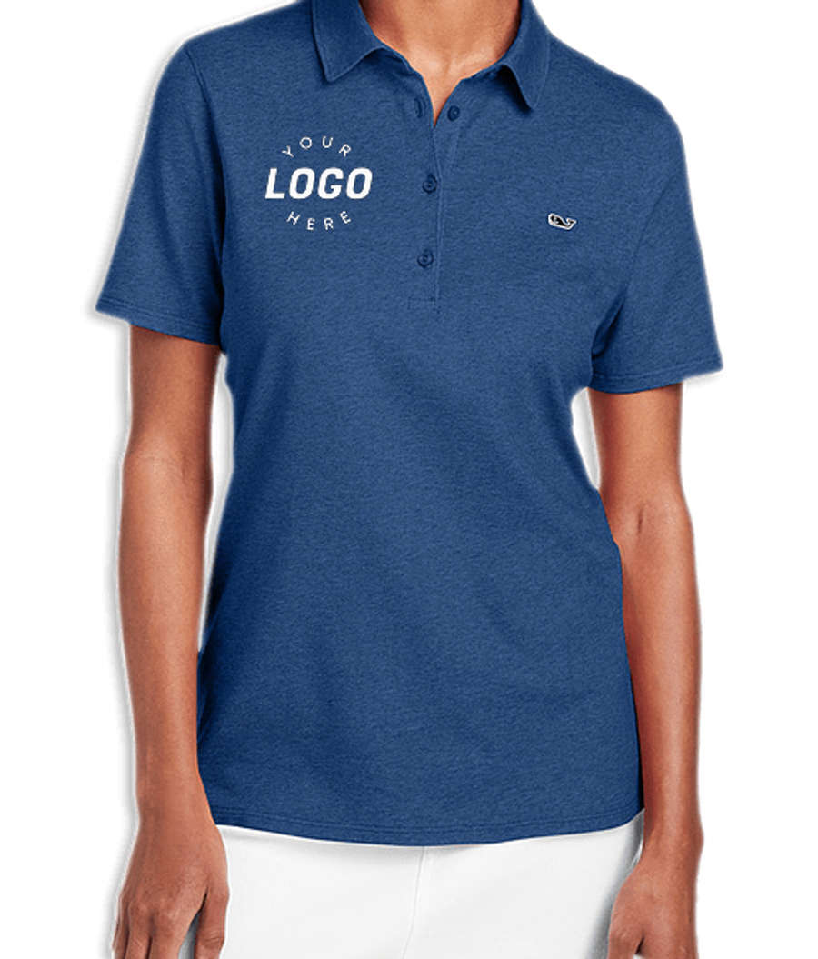 Vineyard Vines Women's Edgartown Logo Pique Polo - Printed in Deep Bay