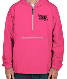 Charles River Pack-N-Go Hooded Packable Anorak - Screen Printed - Color: Hot Pink