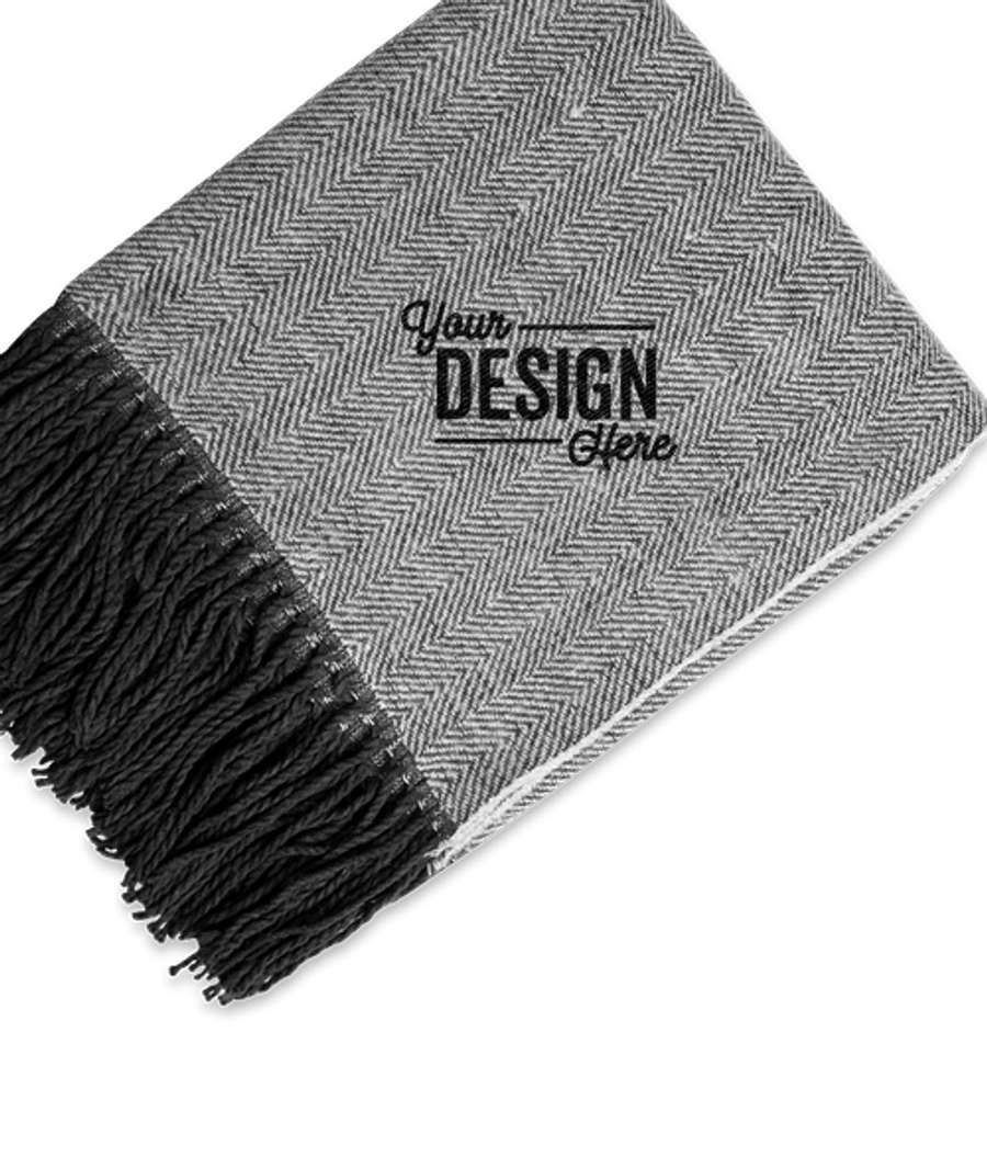 Kanata Herringbone Throw Blanket in Black