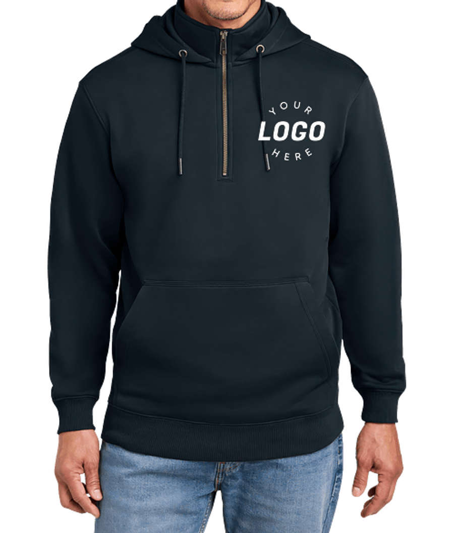 Corner Stone Tough Fleece Hooded Quarter Zip Sweatshirt in Navy