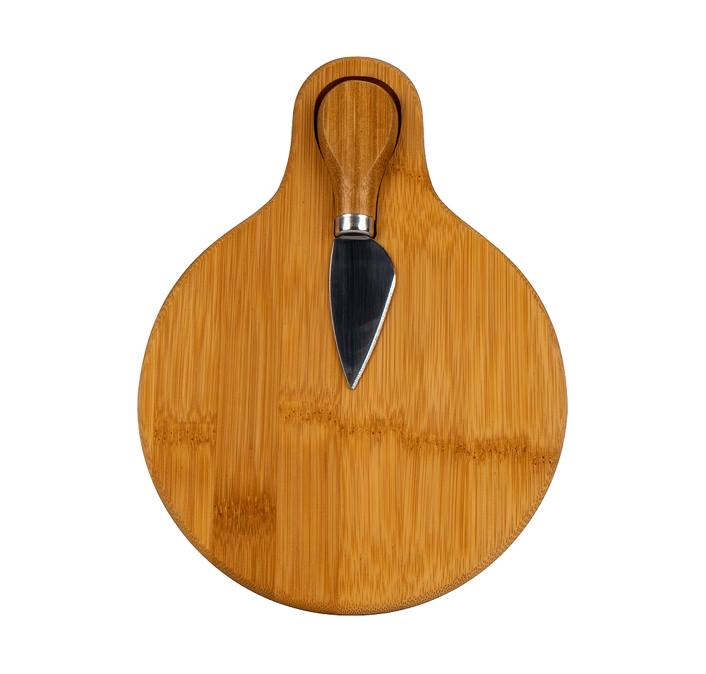 Laser Engraved Small Bamboo Cutting Board with Cheese Knife-default