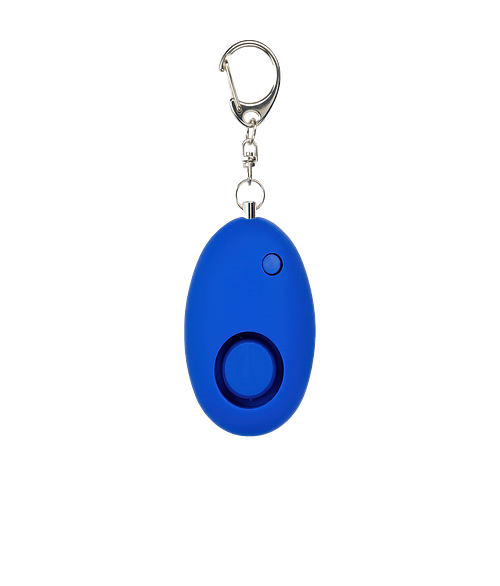 Soft-Touch LED Light & Alarm Keychain in Blue