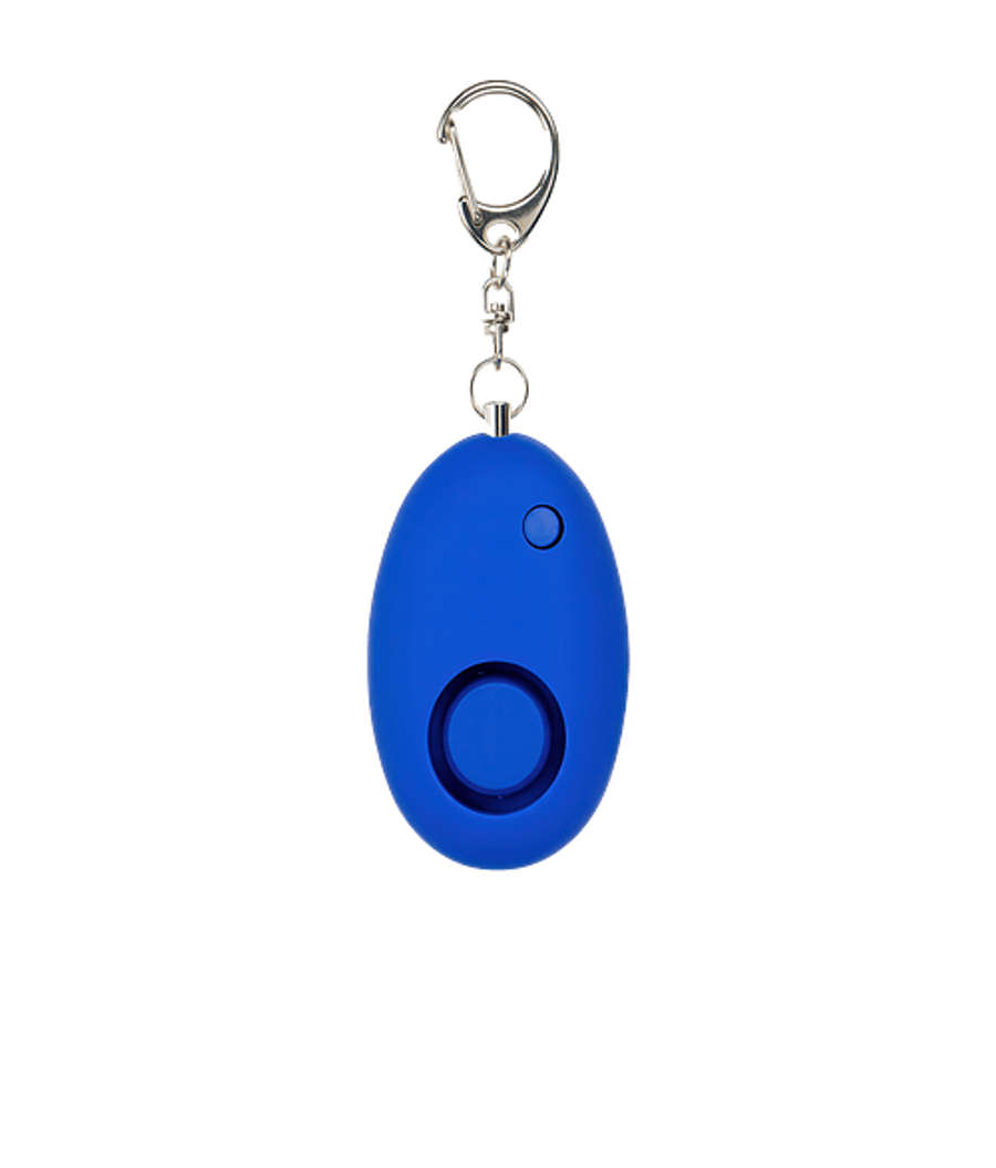 Soft-Touch LED Light & Alarm Keychain in Blue