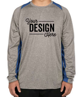 Sport-Tek Heather Contender Colorblock Long Sleeve Performance Shirt - Color: Vintage Heather / True Royal