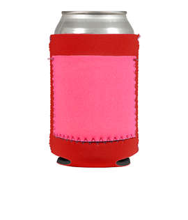 Full Color Neoprene Can Cooler with Pocket - Color: Red / Perfect Pink / Neon Pink