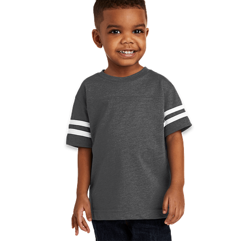 Rabbit Skins Toddler Varsity T-shirt in Vintage Smoke / Blended White