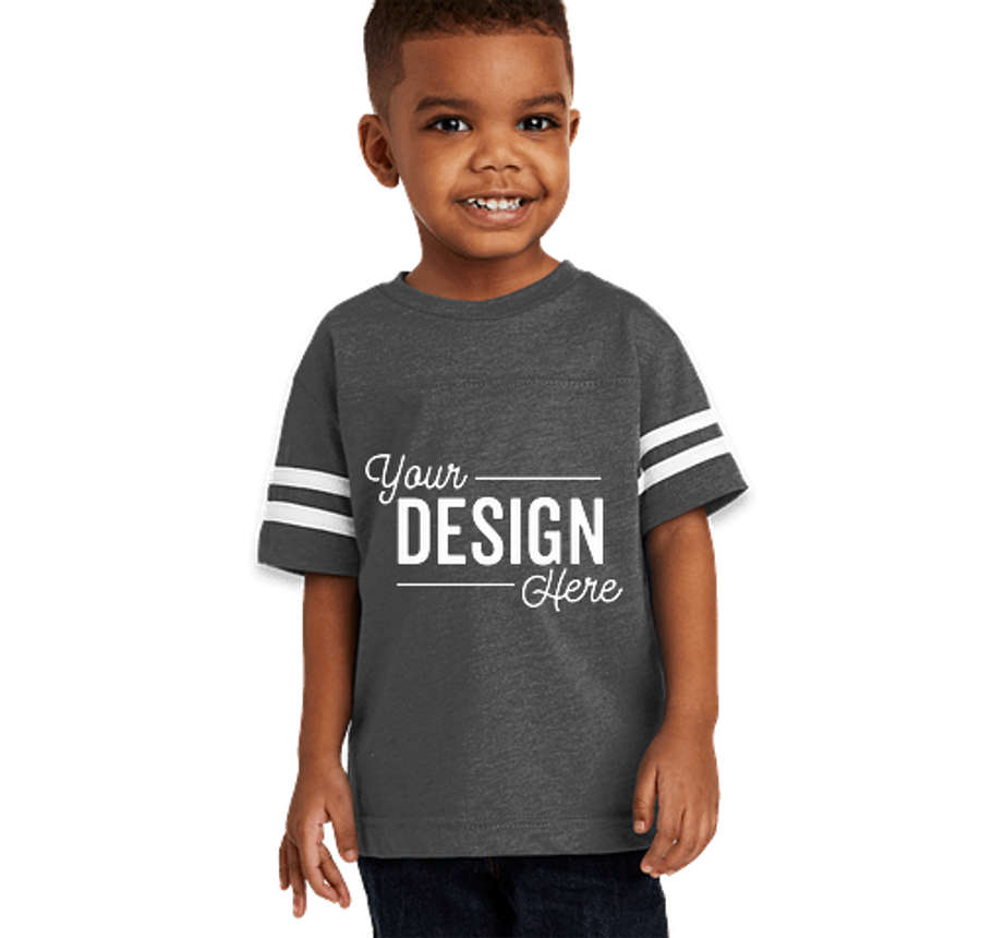 Rabbit Skins Toddler Varsity T-shirt in Vintage Smoke / Blended White