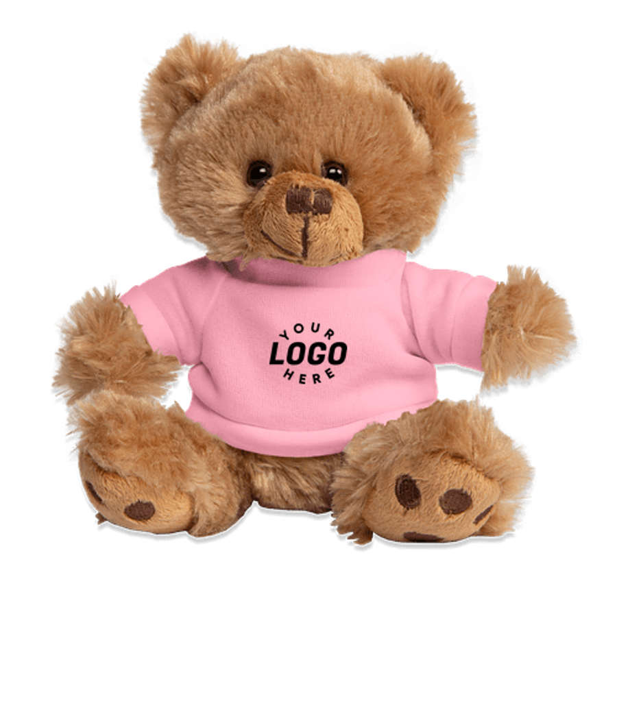 6" Big Paw Brown Bear in Pink