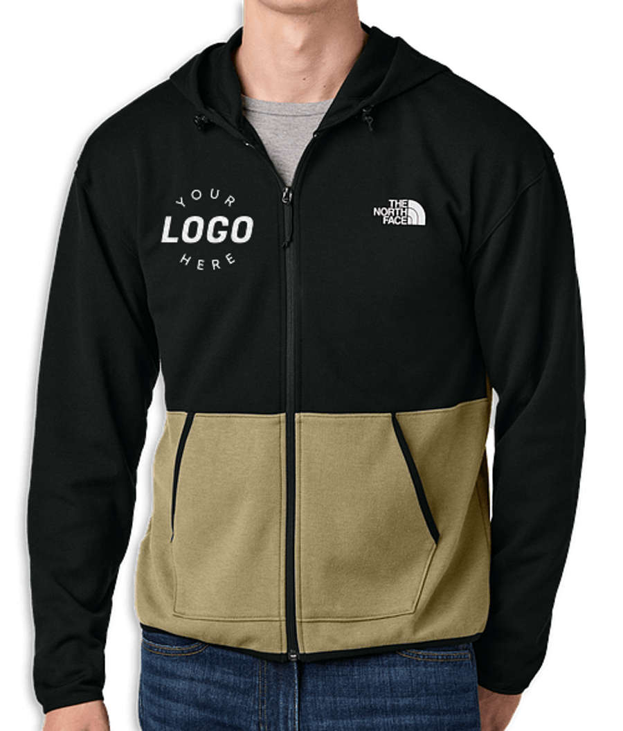 The North Face Double-Knit Zip Hoodie in Khaki Stone / TNF Black