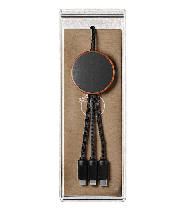 Laser Engraved SCX Innovative Design 5-in-1 Bamboo 5W Wireless Charging Cable