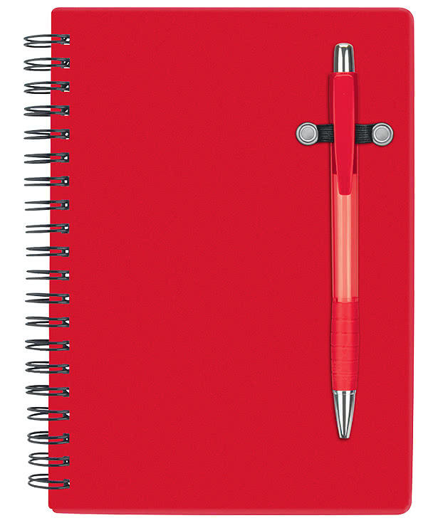 Pen-Buddy Hard Cover Spiral Notebook with Pen