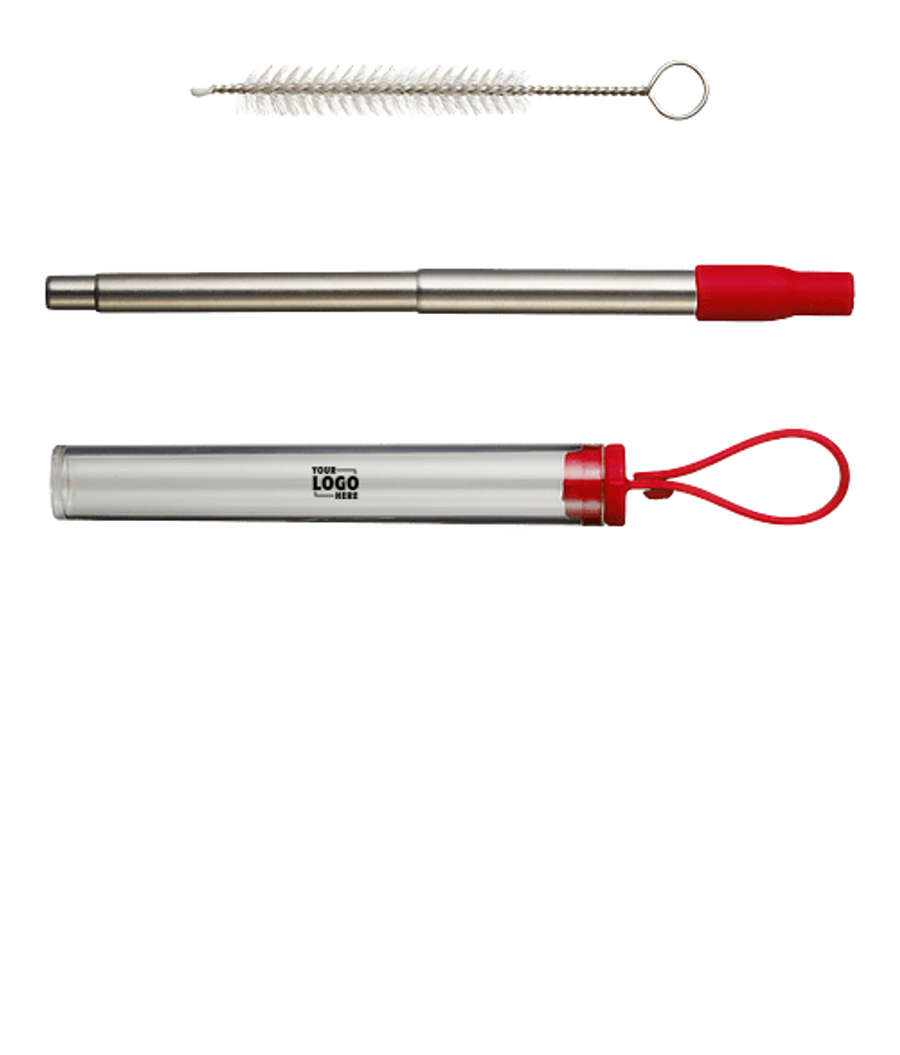 Festival Telescopic Reusable Drinking Straw Kit in RED