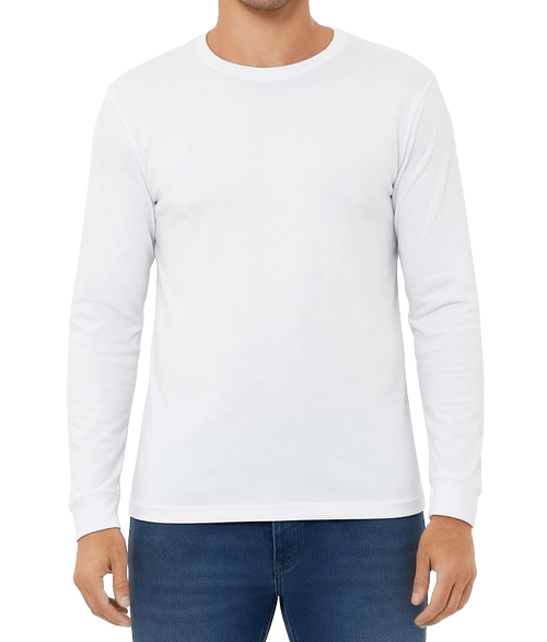 Bella + Canvas Long Sleeve Jersey T-shirt in Solid White Blend