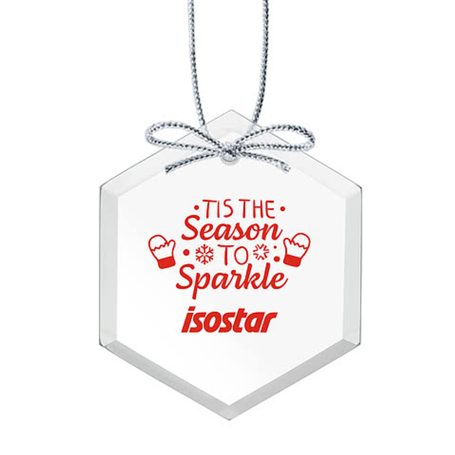 Crystal Hexagon Ornament in Clear
