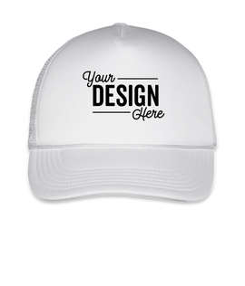 Mega Cap Five‑Panel Foam Snapback Trucker Hat - Color: White