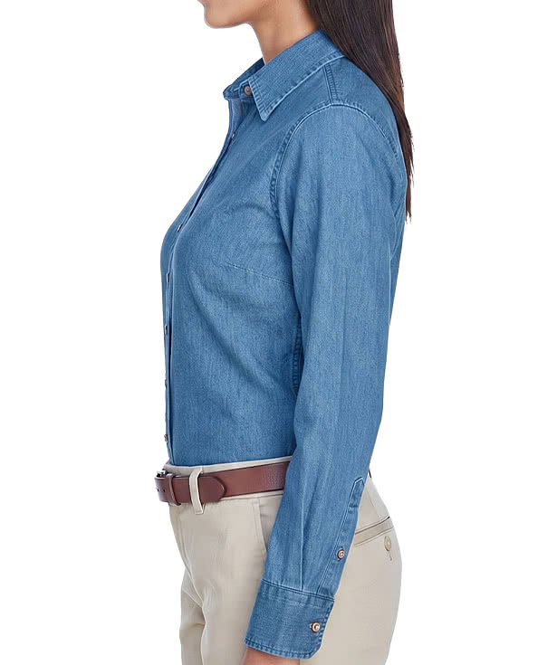 Harriton Women's Denim Button Down Shirt
