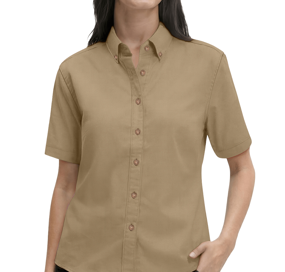 Blue Generation Women’s 100% Cotton Twill Short Sleeve Shirt-default