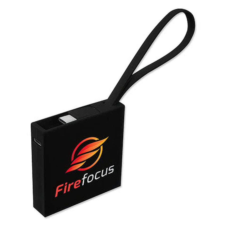Full Color Recycled Pocket Size 2,000 mAh Portable Power Bank in Black