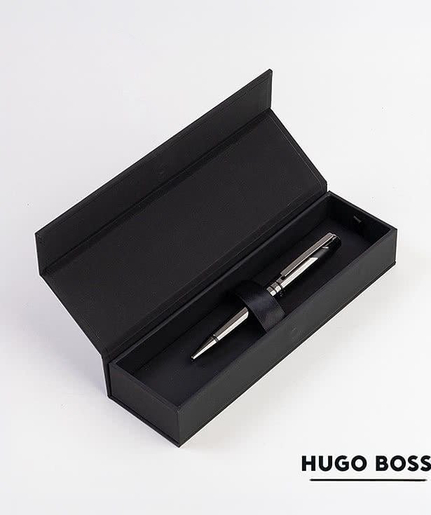Hugo Boss Laser Engraved Chevron Rollerball Pen (black ink)