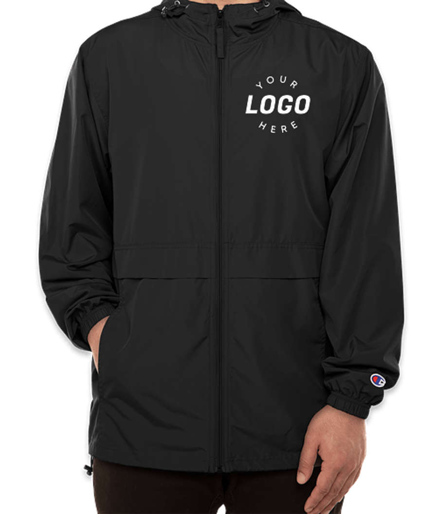 Champion Full Zip Windbreaker Jacket in Black