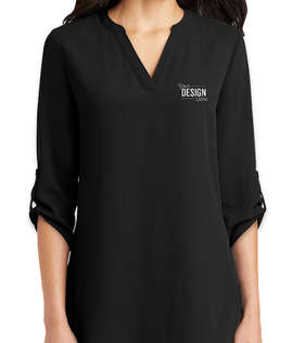 Port Authority Women's 3/4 Sleeve Tunic Blouse - Color: Black