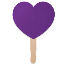 Full Color Heart Shaped Hand Fan - Color: Team Purple