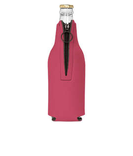 Foldable Foam Zipper Bottle Cooler - Color: Crimson