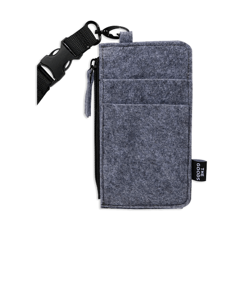 Full Color The Goods Recycled Felt Lanyard Wallet in Charcoal