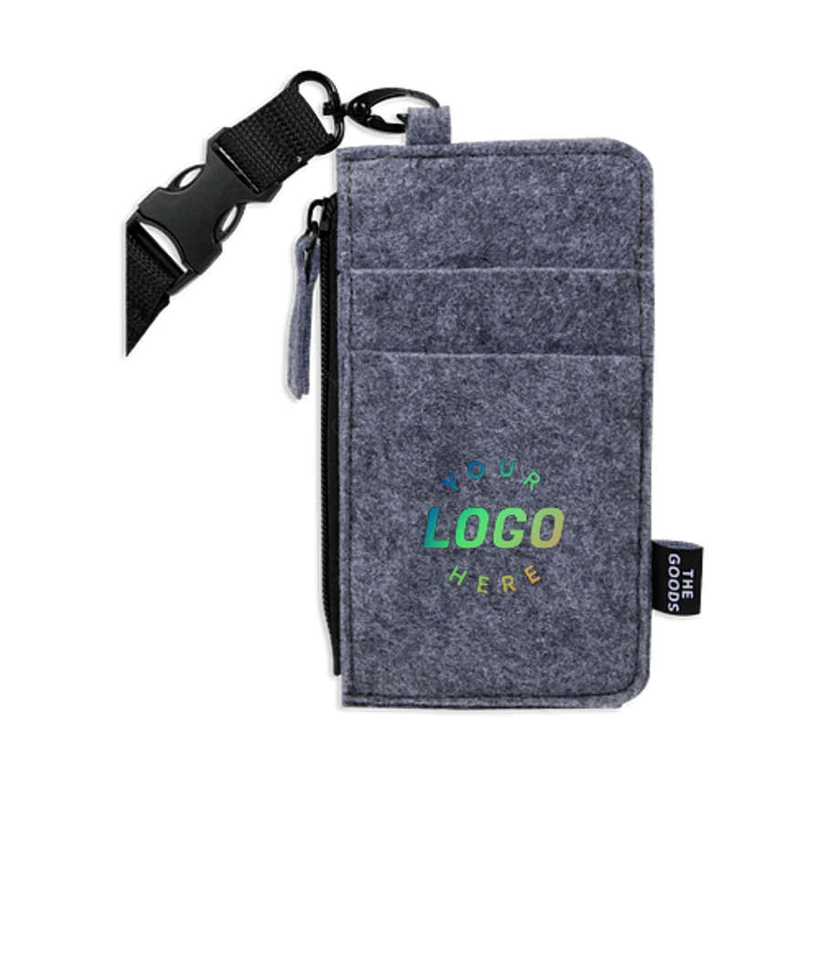 Full Color The Goods Recycled Felt Lanyard Wallet in Charcoal