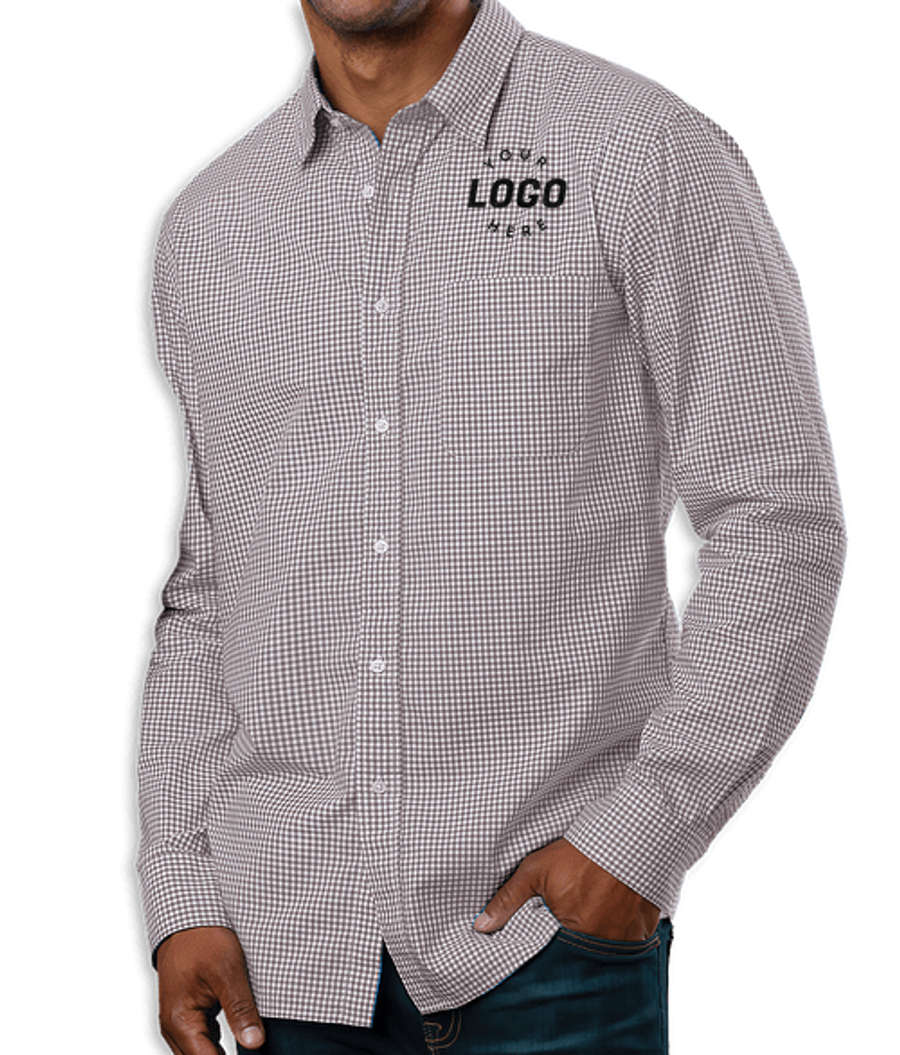 Blue Generation Untucked Gingham Long Sleeve Dress Shirt in Grey