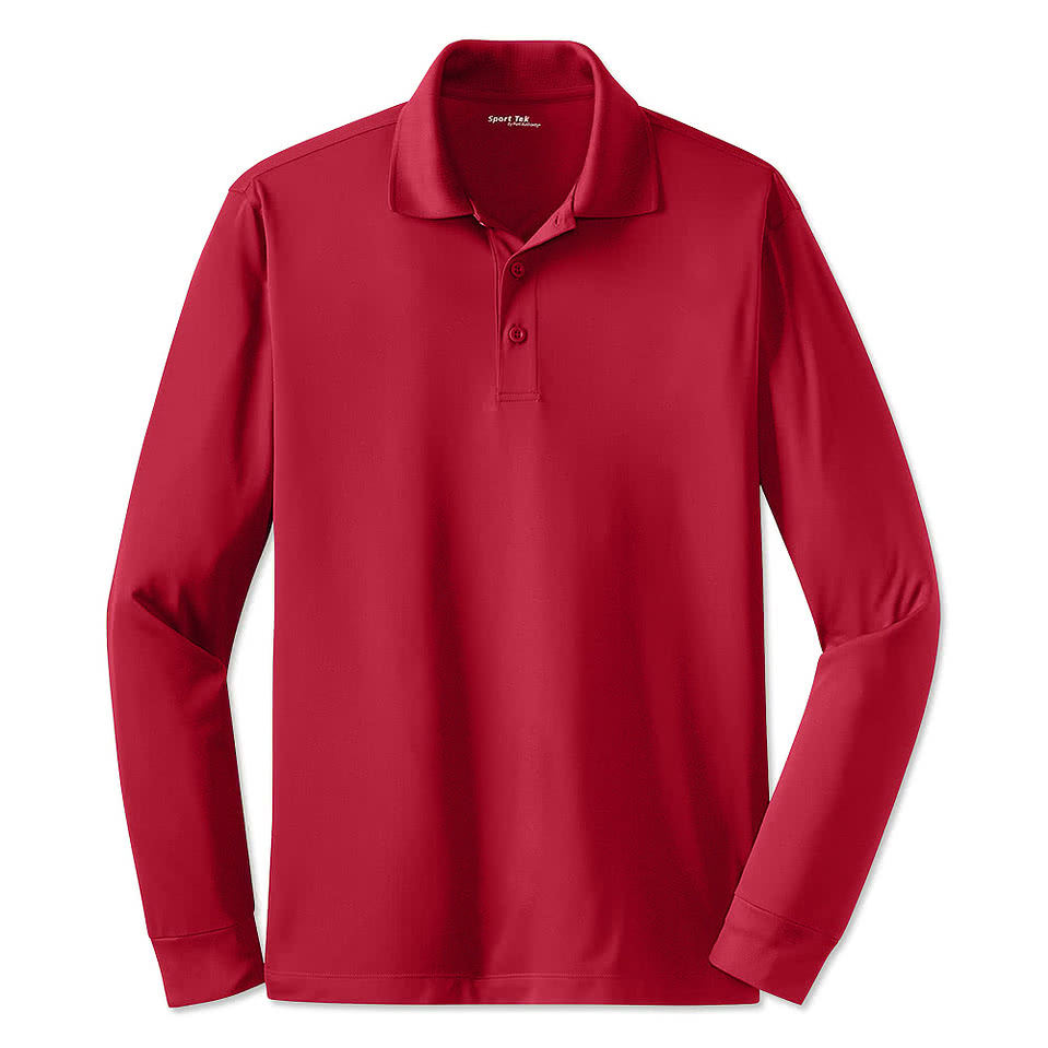 Sport-Tek Sport-Wick Micro Pique Long Sleeve Performance Polo - Printed