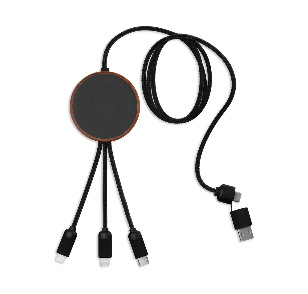 Laser Engraved SCX Innovative Design 5-in-1 Bamboo 5W Wireless Charging Cable-default